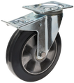 Länkhjul typ 4P Elastic BRU/AL plåtbygel elastisk svart gummibana Swede-Wheel