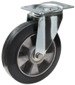 Länkhjul typ 4P Elastic BRU/AL plåtbygel elastisk svart gummibana Swede-Wheel