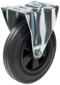 Länkhjul typ 4P BRU/PP plåtbygel svart gummibana Swede-Wheel