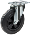 Länkhjul typ 4P BRU/PP plåtbygel svart gummibana Swede-Wheel