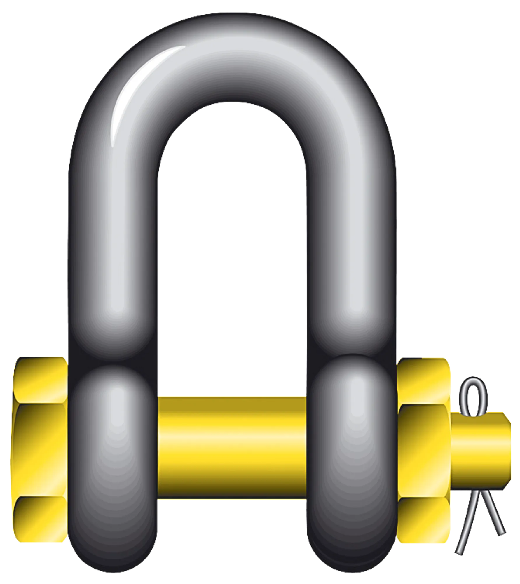 Gjuten schackel rak med bult Yellow Pin