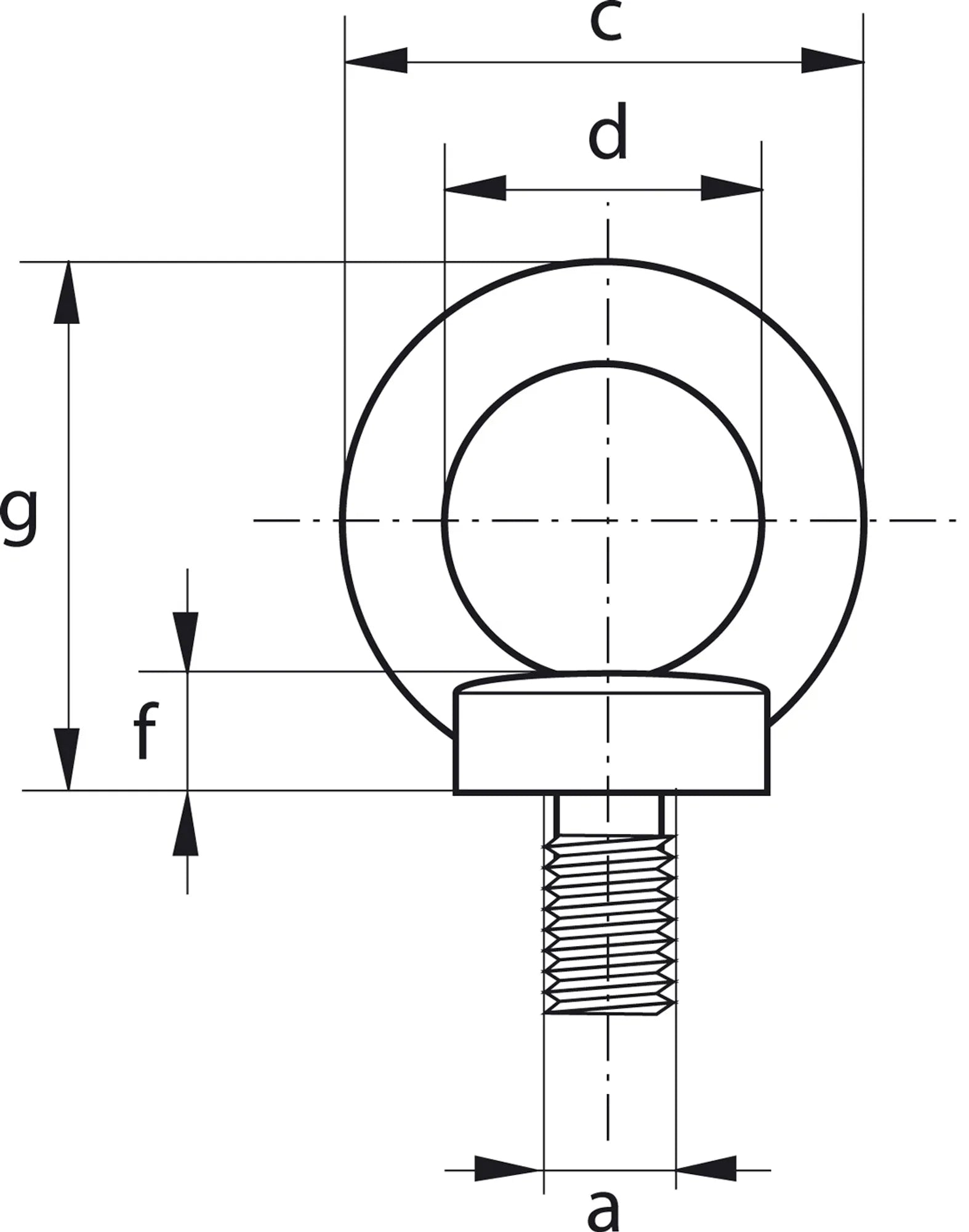 Lyftögla med tapp DIN 580 Green Pin