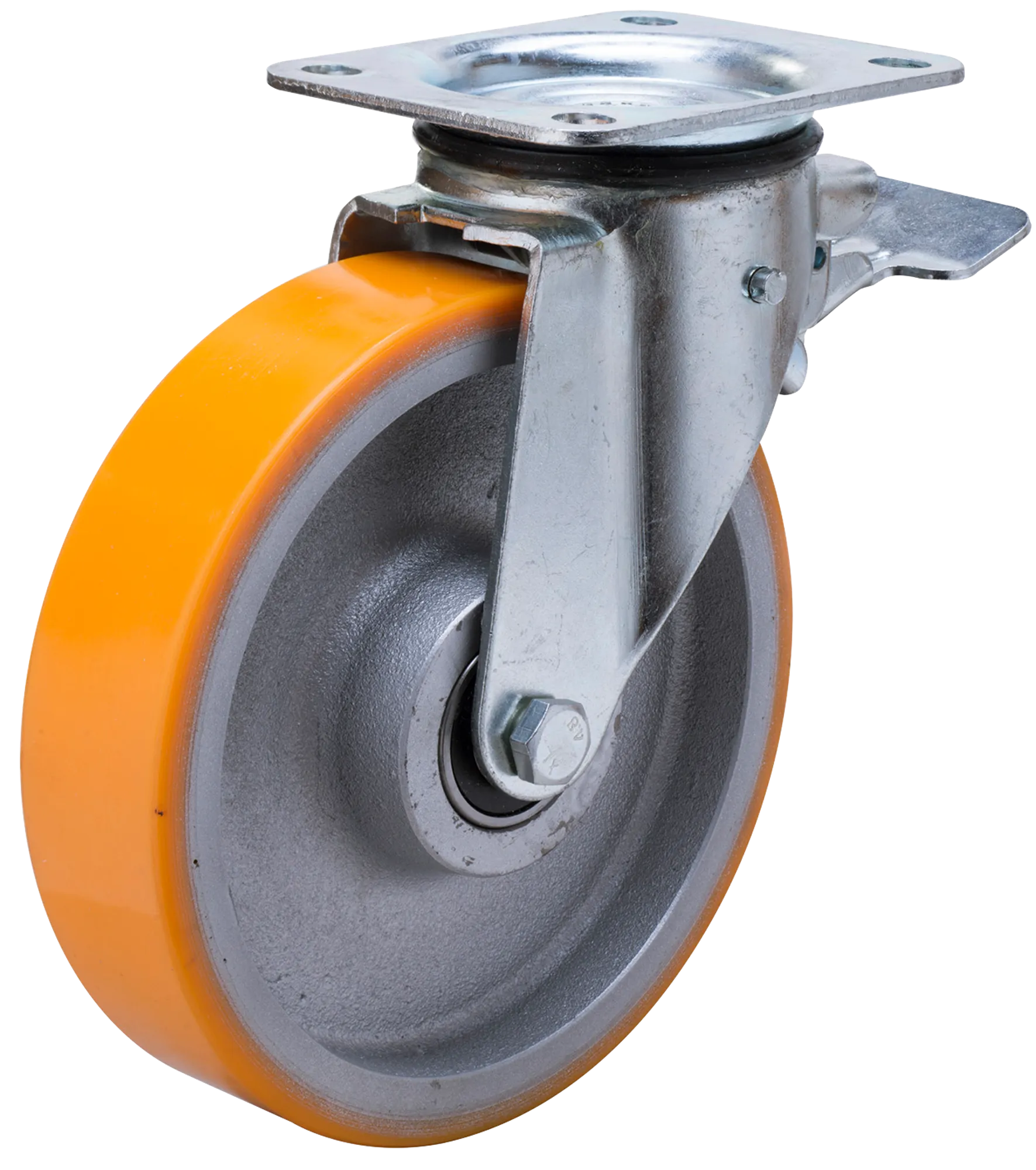 Länkhjul typ 5P PU/CI plåtbygel gjuten PU-bana Swede-Wheel