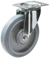 Länkhjul typ 4P Elastic GRU/PA6 plåtbygel elastisk grå gummibana Swede-Wheel