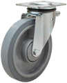 Länkhjul typ 5P Elastic GRU/PA6 plåtbygel elastisk grå gummibana Swede-Wheel
