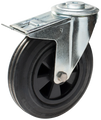 Länkhjul typ 4O BRU/PP plåtbygel svart gummibana Swede-Wheel
