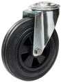 Länkhjul typ 4O BRU/PP plåtbygel svart gummibana Swede-Wheel