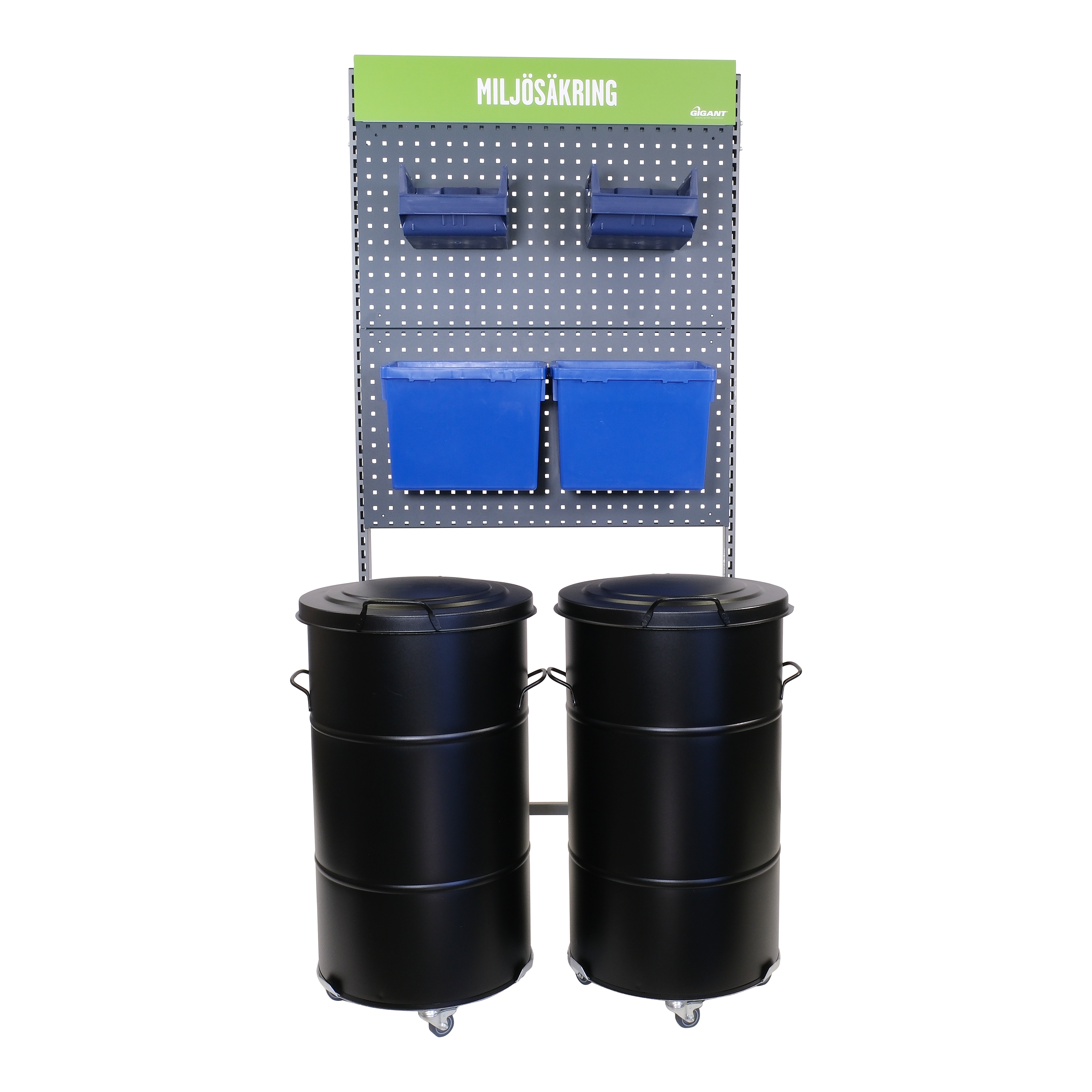 Miljöstation från Gigant - komplett lösning för sortering och säker hantering av farligt avfall.