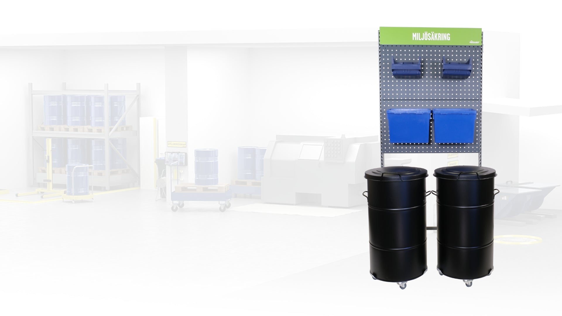 Miljöstation från Gigant - effektiv lösning för uppsamling, sortering och förvaring av farligt avfall.