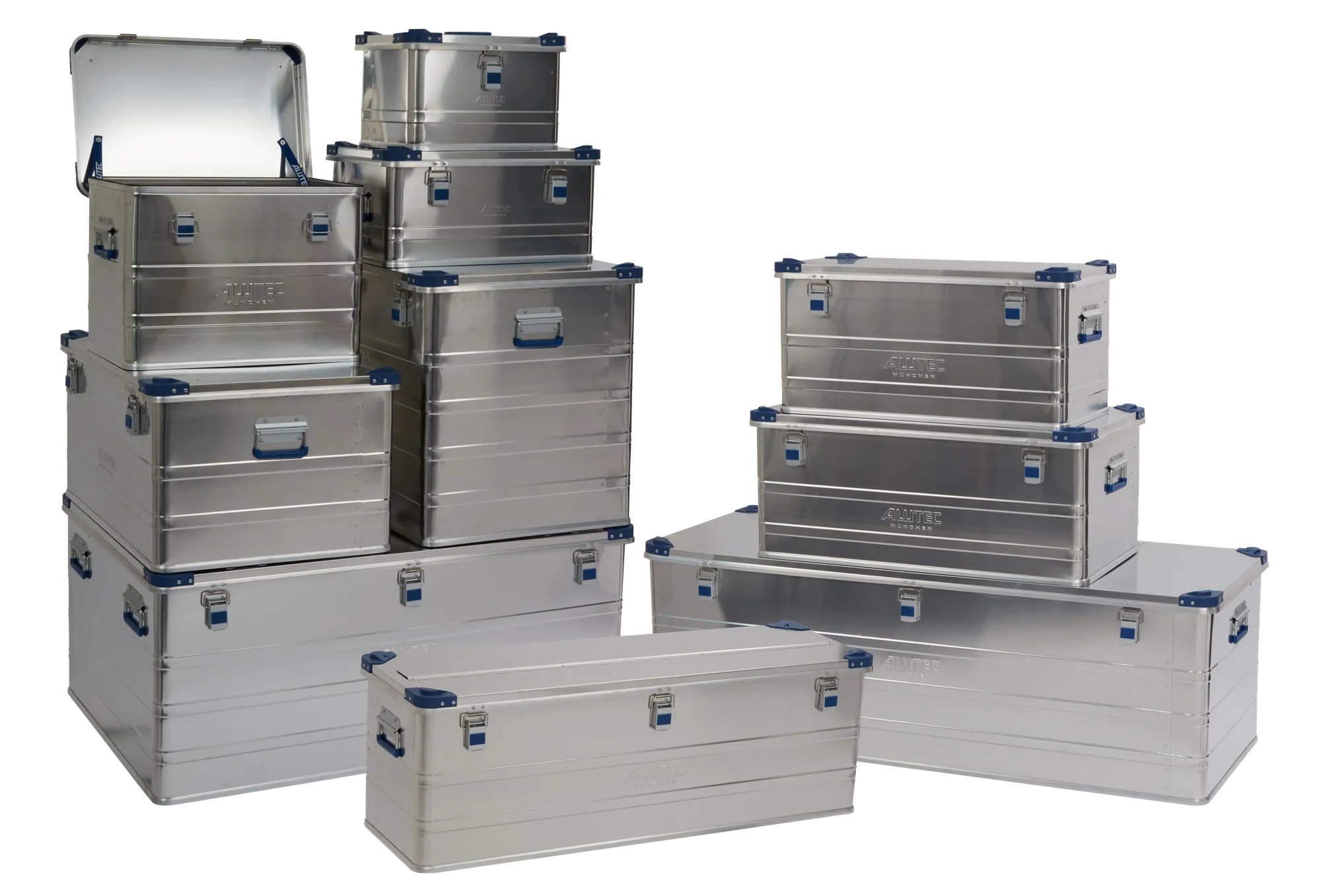 Aluminum box stackable with accessories