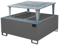 IBC pallet in sheet metal with oil bar