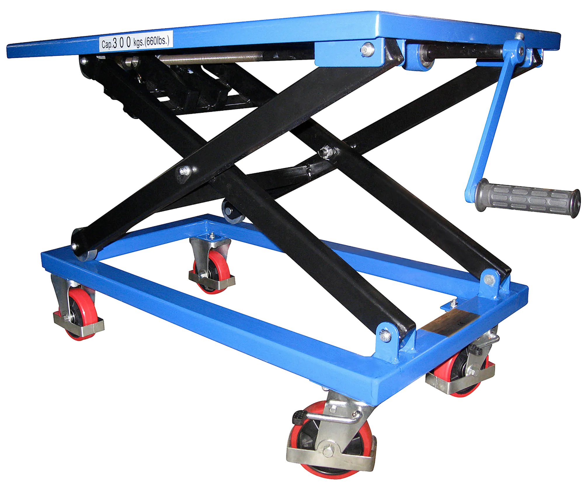 Lifting table trolley with crank