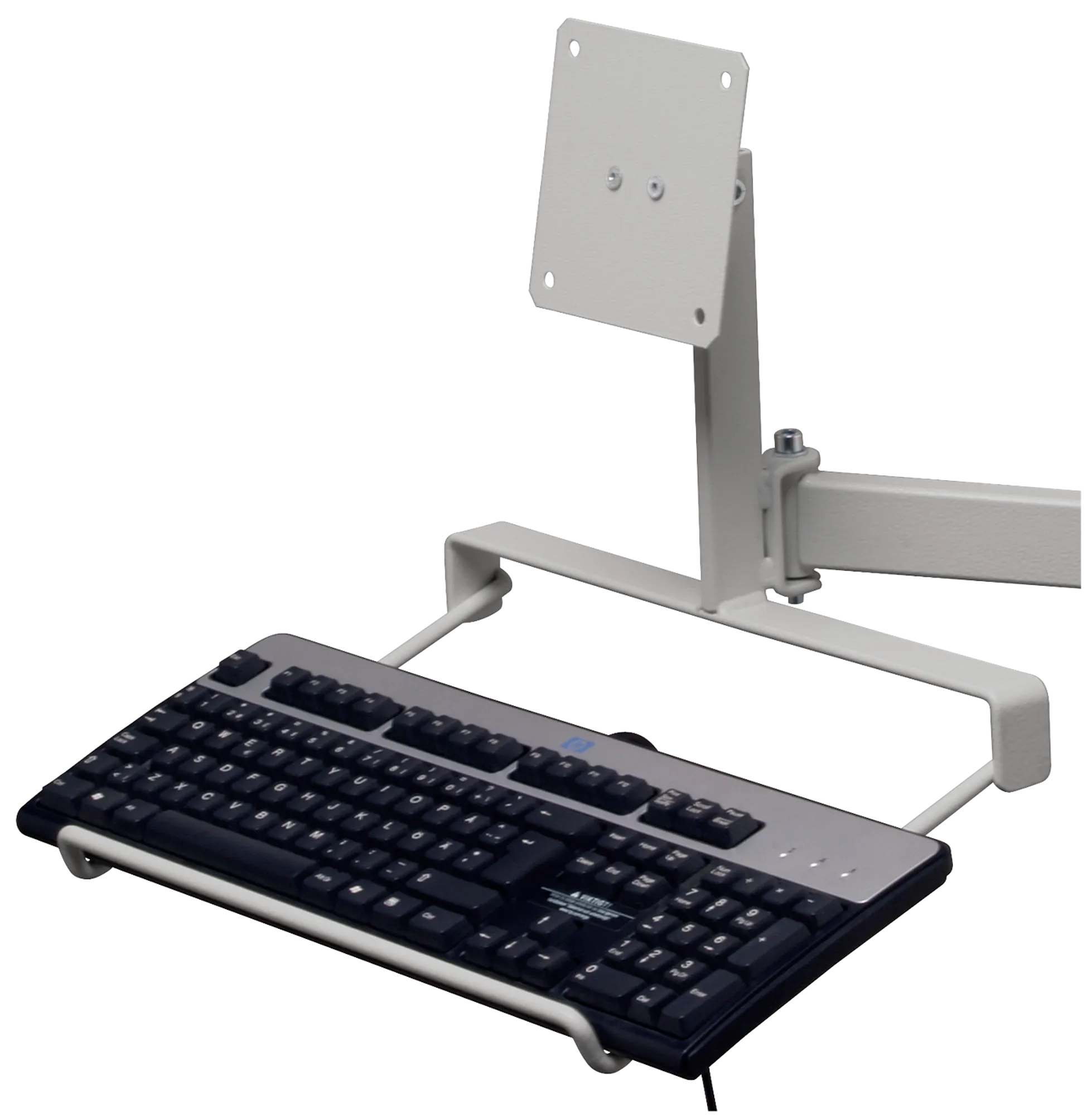 Gigant flat screen bracket and keyboard holder for mounting on articulated arm