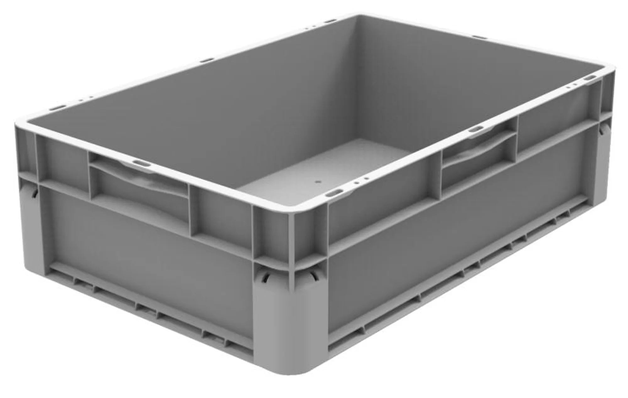 Polypropylene transport box with rounded corners