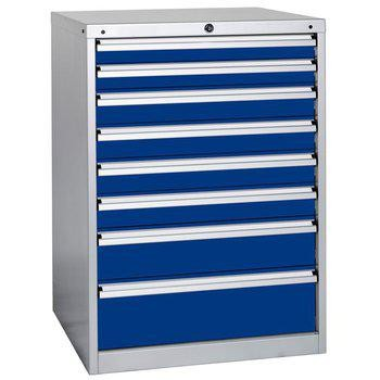 Gigant tool cabinet Basic in sturdy steel with blue drawers and locks, perfect for safe and efficient storage of tools and equipment in the workshop and industry.