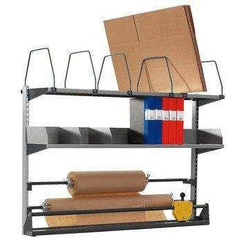 Accessories for Packing bench - Shelving system, paper holder and Storage compartment for efficient packaging and organization in industrial environment