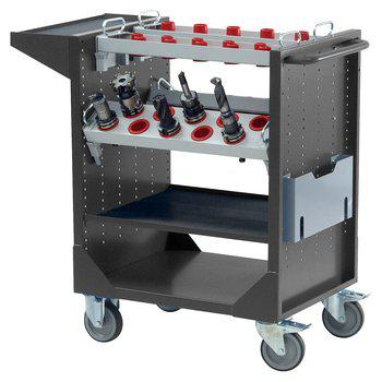 Gigant NC trolley in steel with wheels and special holder for machine tools, optimized for safe and mobile storage in workshop and industry.