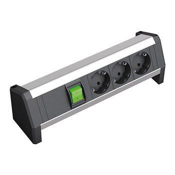 Electrical panel with multiple sockets and switches - mountable solution for electrical connection at work table in industrial environment