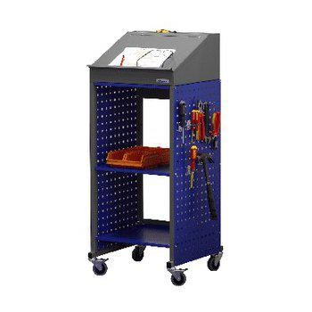 Mobile tool trolley with inclined top, perforated sides for hooks, and shelves for tool storage - flexible solution for Industry and workshop
