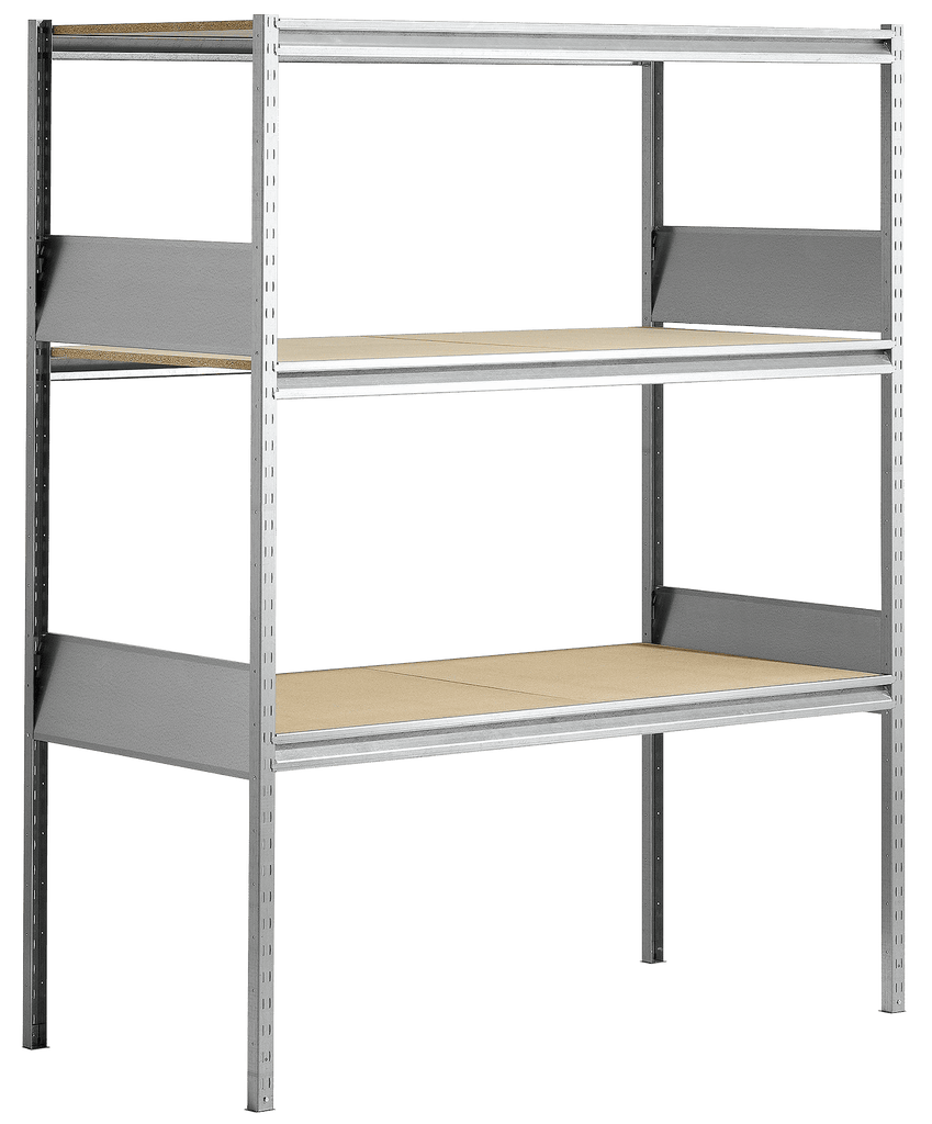 Gigant bulk storage rack with chipboard shelves depth 1000 mm
