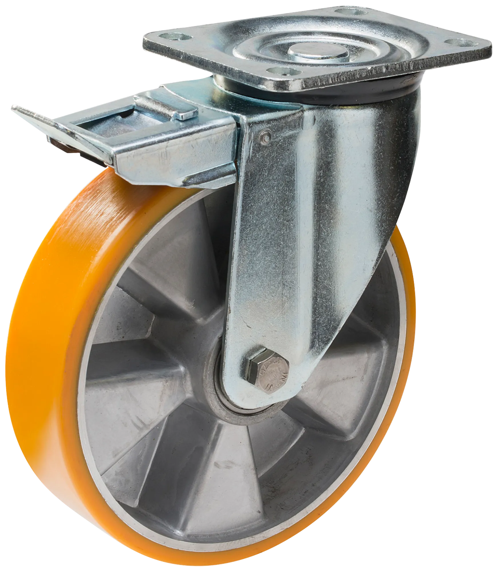 lenkehjul type 8P PU/AL-platebøyle støpt PU-skinne Swede-Wheel