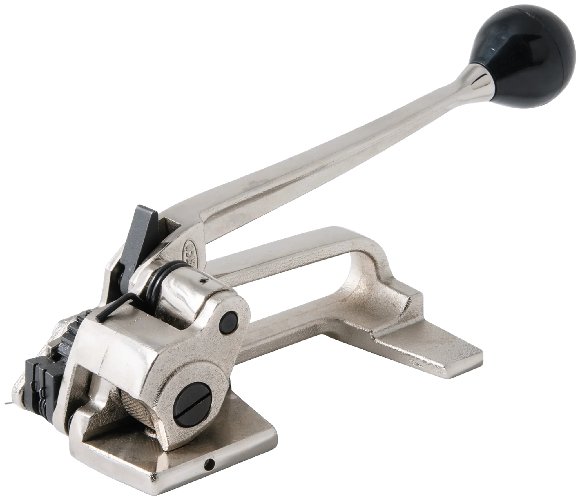 båndstrammer for stålbånd for omsnøring av flatt gods