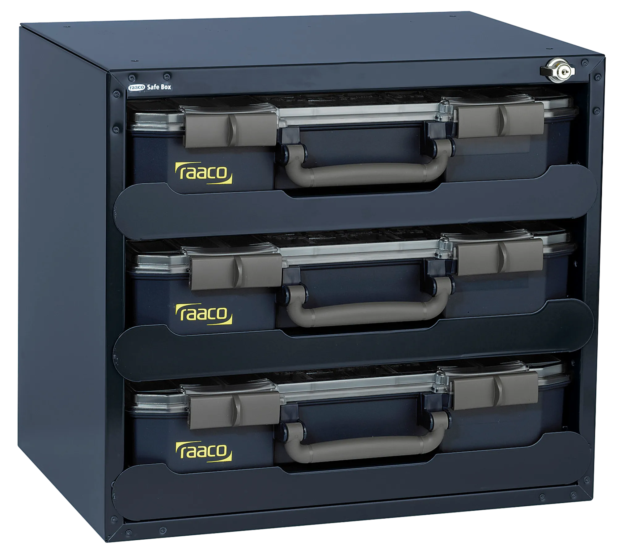 Oppbevaringsboks SafeBox 80x3 i lakkert stål for CarryLite Raaco