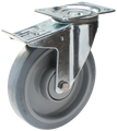 lenkehjul type 4P Elastisk GRU/PA6 metallbrakett elastisk grå gummibane Swede-Wheel